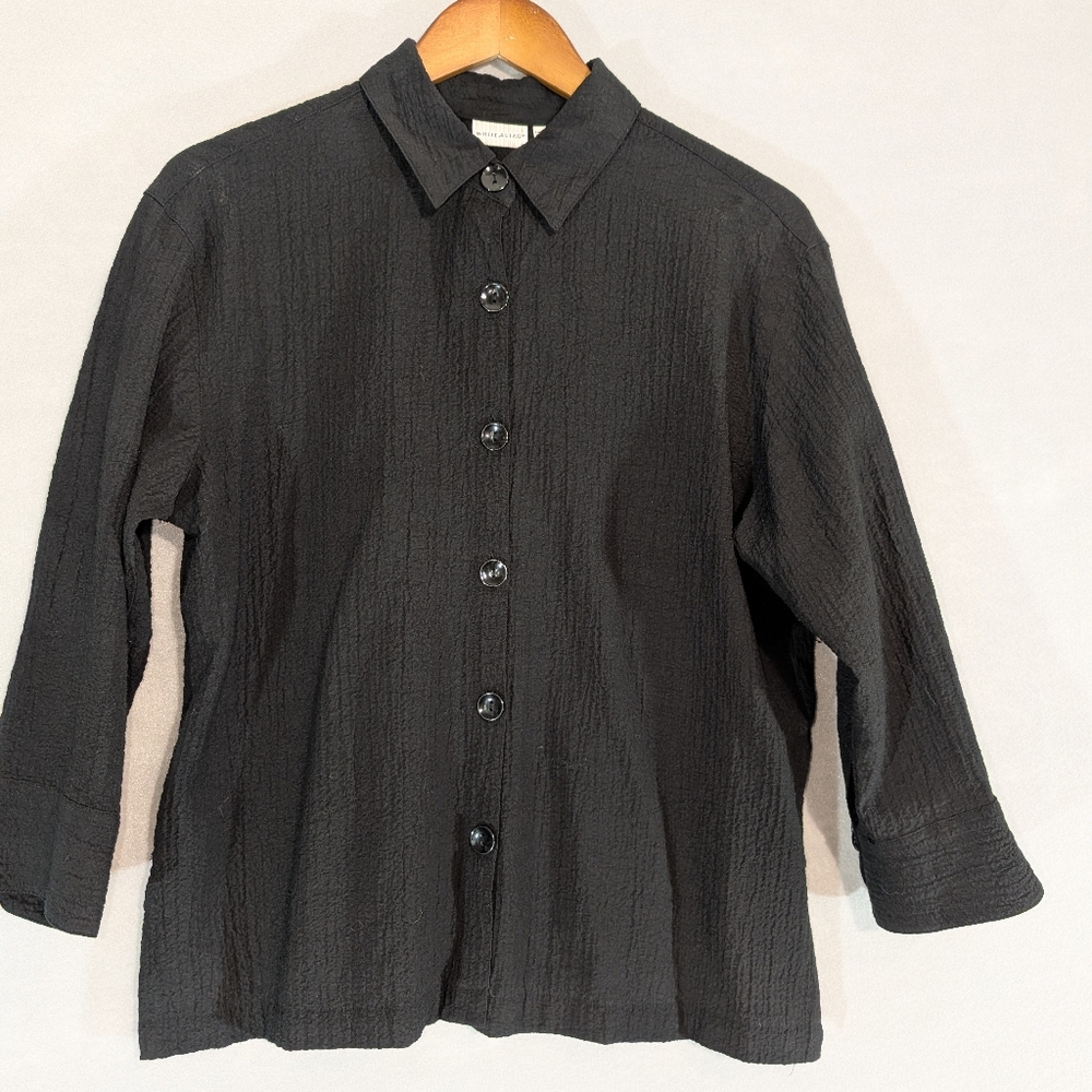 White Stag Black Textured Blouse